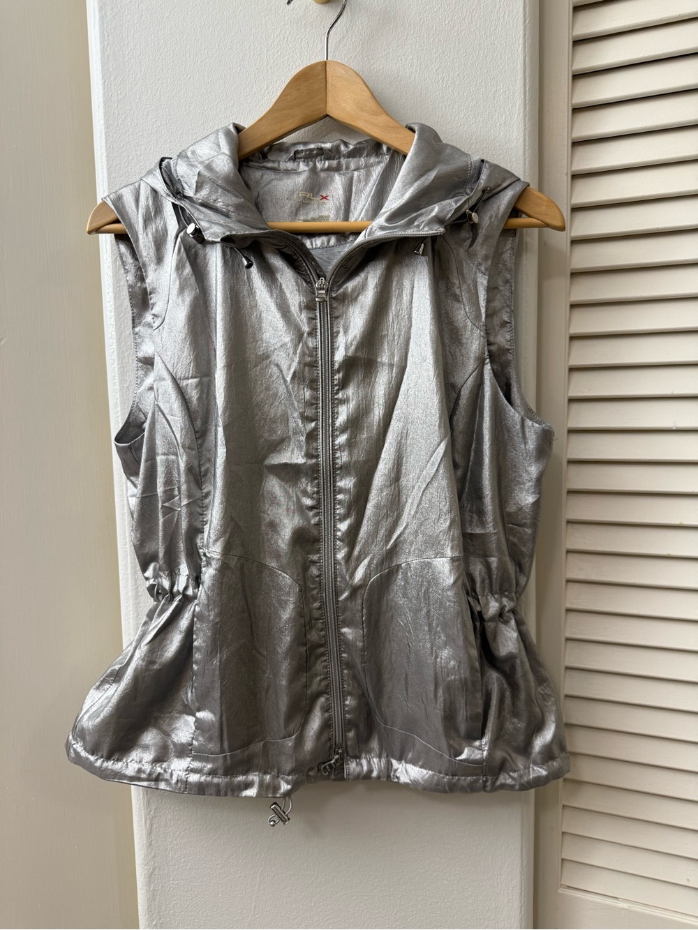 RLX Ralph Lauren Silver Metallic Hooded Zip Vest